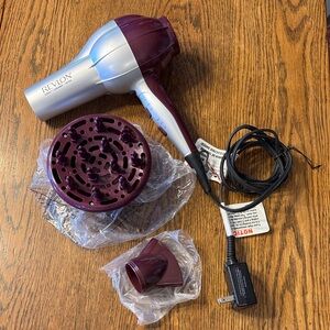 Revlon Silver and Maroon Hair Dryer Set 1875 W Ionic, Ceramic
